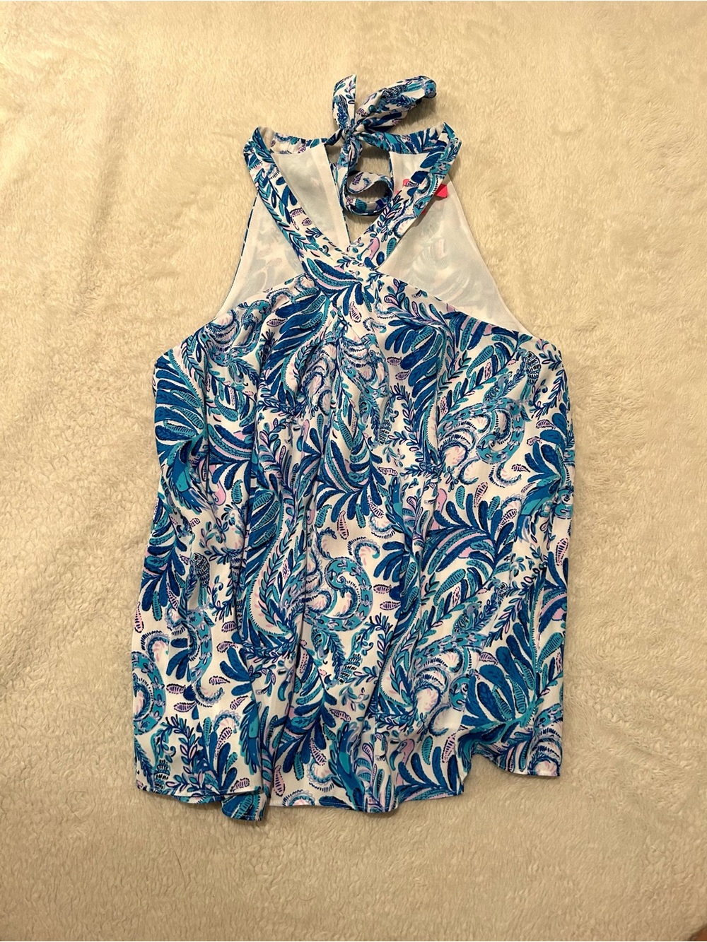 Lilly Pulitzer Blue & White Halter Tank Top
